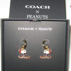 COACH X Peanuts Snoopy Ski Huggie Earrings New